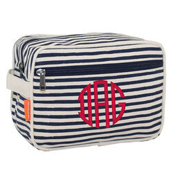 Personalized Navy Stripes Canvas Travel Bag